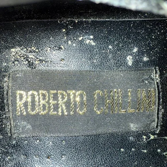 Roberto Chillini Mens Size 9.5 Black Ultra Faux Crocodile/Gator Embossed Oxfords - Picture 12 of 13